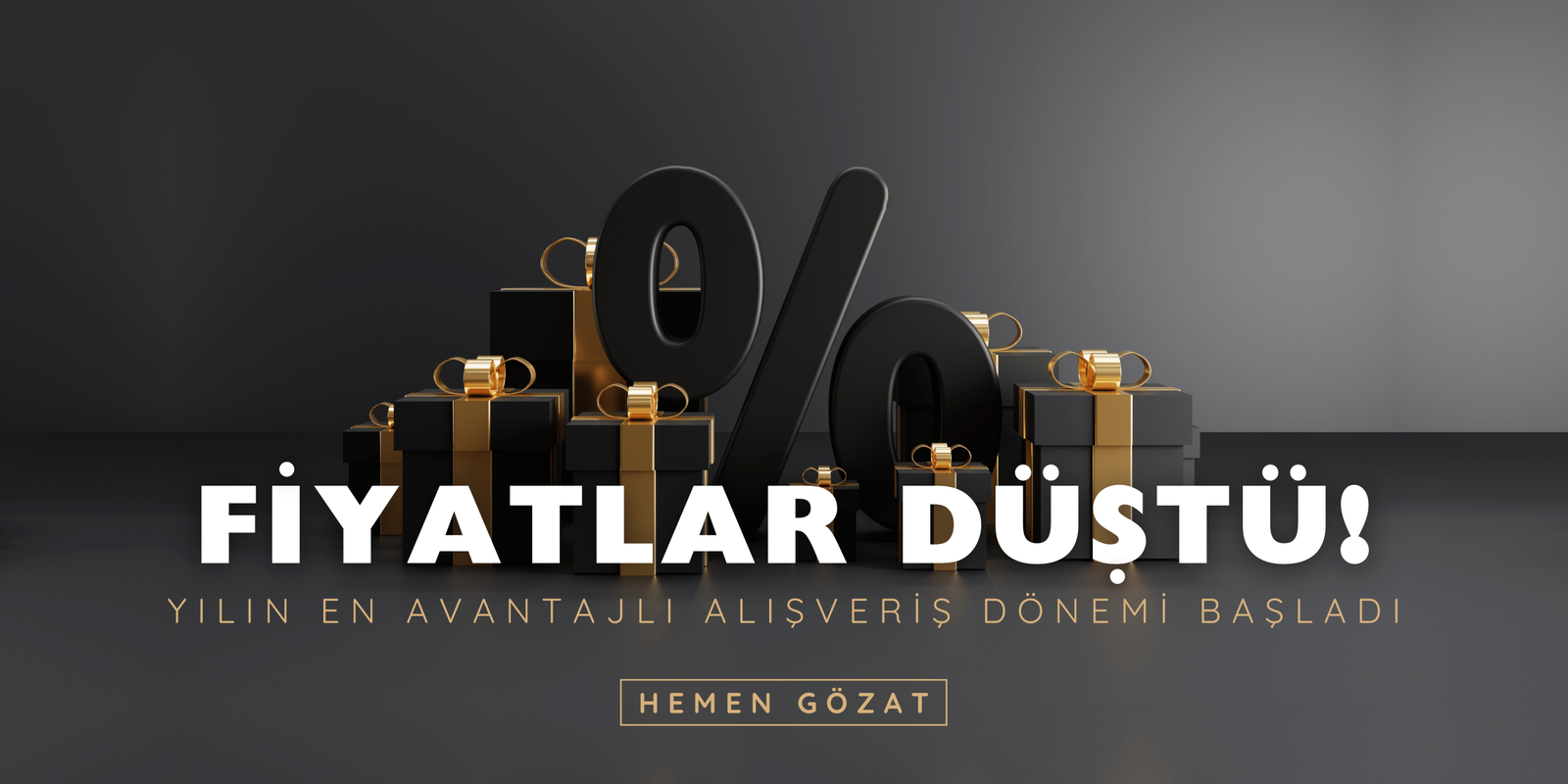 Siyah ve Altın Modern Şahane Cuma İndirim Banner Yatay