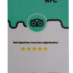 TripAdvisor işletme profilinize özel olarak üretilmiş NFC'li (QR Kodsuz) bir Yorum Kartı